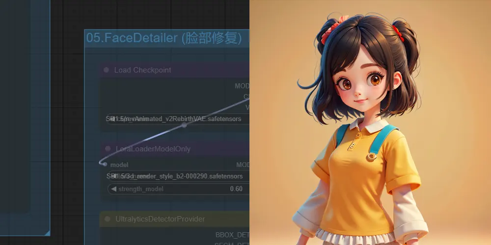 3D渲染风格形象ComfyUI 工作流节点 - 万类AI-万类AI