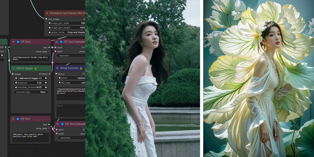 AI合成东方奇幻莲花风格人物美容ComfyUI 工作流节点预设下载 - 万类AI-万类AI