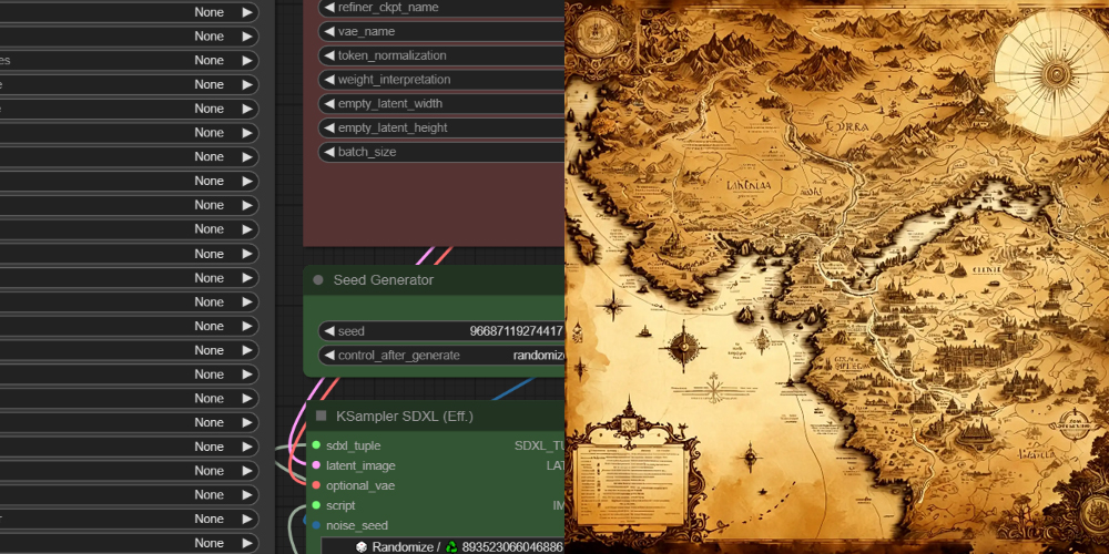 中世纪风格游戏地图设计ComfyUI 工作流节点 - 万类AI-万类AI