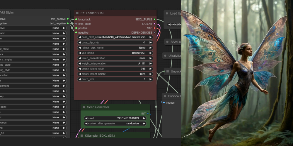 奇幻电影精灵翅膀案例ComfyUI 工作流节点 - 万类AI-万类AI