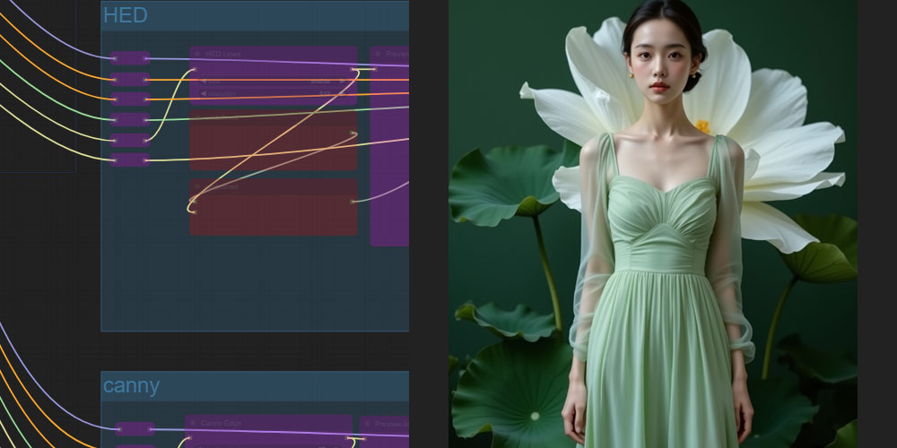 深度-线稿-HED三合一图生图ComfyUI 工作流节点 - 万类AI-万类AI