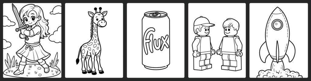 白色背景黑描边插画着色书Coloring Book Flux LoRA模型网盘下载 - 万类AI-万类AI