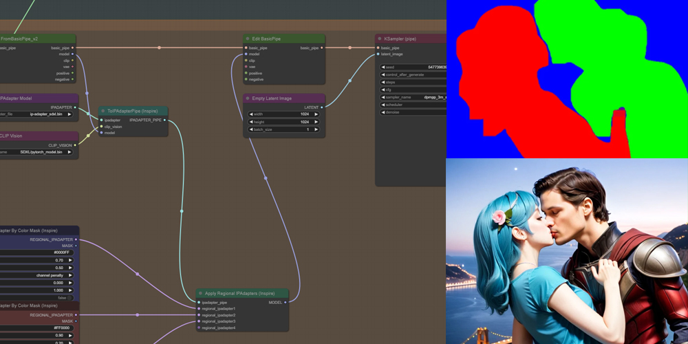 Openpose控制区域多元素合成ComfyUI 工作流节点 - 万类AI-万类AI